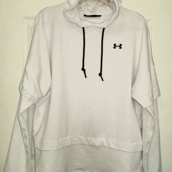 Under Armour Women's Lightweight Layered Look Hooded Sweatshirt White Size XL - Picture 1 of 3